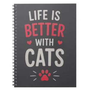 Das Leben ist besser mit Katzen Typografie Katzenl Notizblock