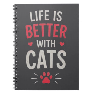 Das Leben ist besser mit Katzen Typografie Katzenl Notizblock