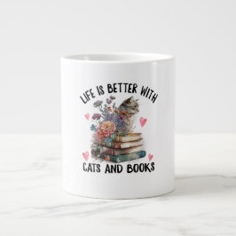 Das Leben ist besser mit Katzen und Büchern Lustig Jumbo-Tasse