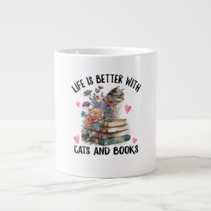 Das Leben ist besser mit Katzen und Büchern Lustig Jumbo-Tasse