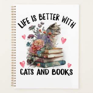 Das Leben ist besser mit Katzen und Büchern Lustig Planer