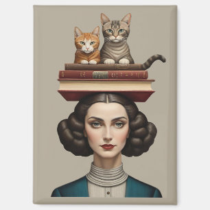 Das Leben ist besser mit Katzen und Büchern Magnet