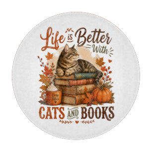 Das Leben ist besser mit Katzen und Büchern Schneidebrett