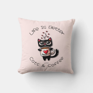 Das Leben ist besser mit Katzen und Kaffee-Katzenh Kissen
