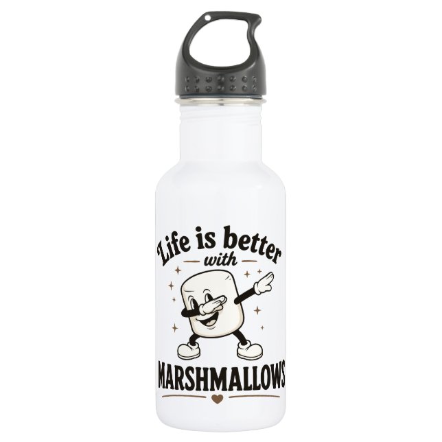 Das Leben ist besser mit Marshmallows Edelstahlflasche (Vorderseite)