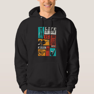 Das Leben ist besser mit Musik Retro Musik Männer Hoodie
