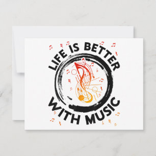 Das Leben ist besser mit Musiknoten Musician Music Dankeskarte