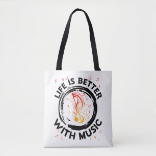 Das Leben ist besser mit Musiknoten Musician Music Tasche