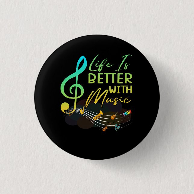 Das Leben ist besser mit Musiktheorie Musikerlehre Button (Vorderseite)