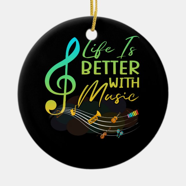 Das Leben ist besser mit Musiktheorie Musikerlehre Keramik Ornament (Vorne)
