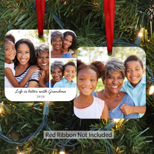 Das Leben ist besser mit Oma Weihnachtsfoto Ornament Aus Metall
