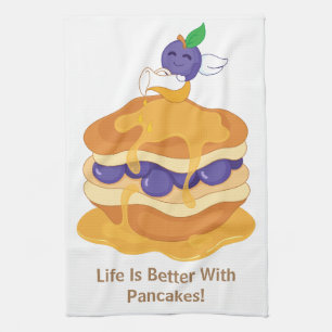 Das Leben ist besser mit Pancakes Niedlich, sonnig Geschirrtuch