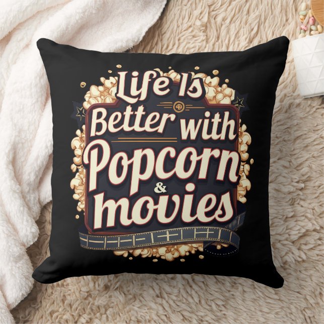 Das Leben ist besser mit Popcorn & Movies Retro-De Kissen (Decke)