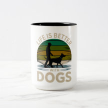 Das Leben ist besser mit Retro-Silhouette-Hunden K