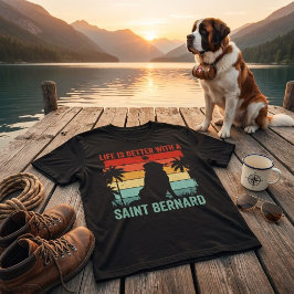 Das Leben ist besser mit Saint Bernard Retro Sunse T-Shirt