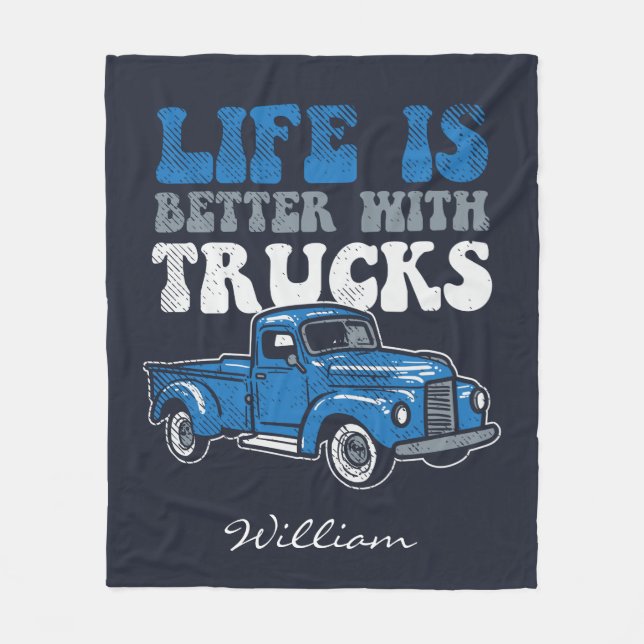 Das Leben ist besser mit Trucks Holiday Novelty Fleecedecke (Vorderseite)