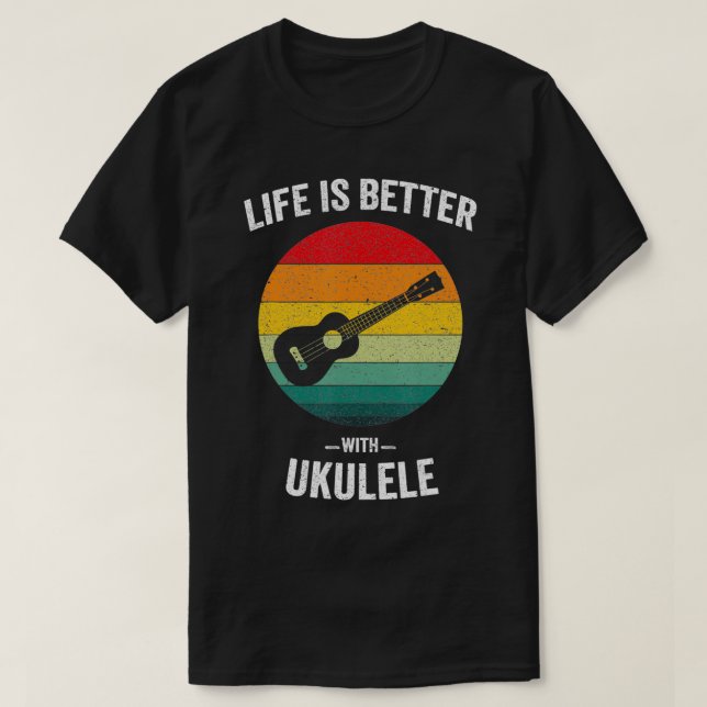 Das Leben ist besser mit Ukulele Hawaiian Ukelele  T-Shirt (Design vorne)