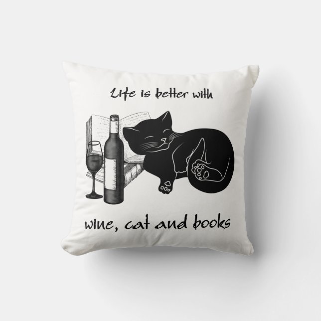 DAS LEBEN IST BESSER MIT WEINKATZE UND BÜCHERN KISSEN (Vorderseite)