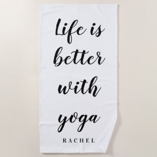 Das Leben ist besser mit Yoga lustiges Strandhandt Strandtuch