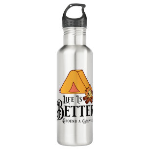 Das Leben ist besser um ein Campfeuer herum Edelstahlflasche