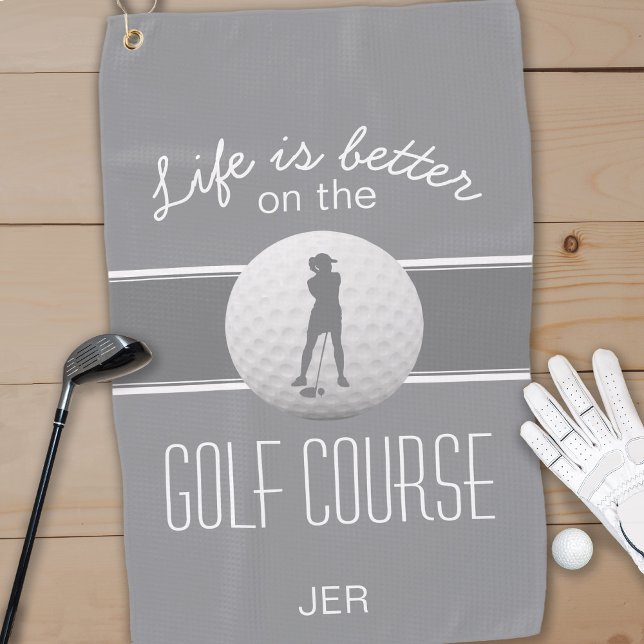 Das Leben ist besser Weiblich Golfer Mit Monogramm Golfhandtuch (Von Creator hochgeladen)