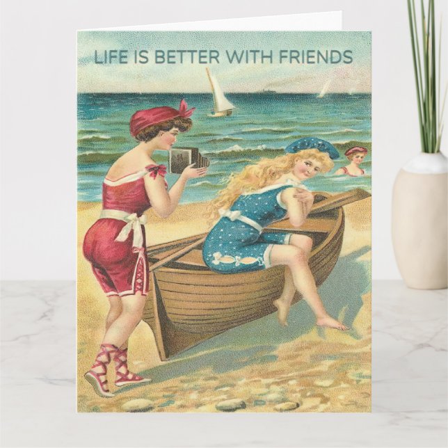 Das Leben ist besser, wenn die Freunde grüßen Karte (Vorderseite)