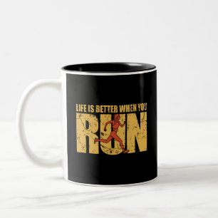 Das Leben ist besser, wenn du läufst - Runner Girl Zweifarbige Tasse
