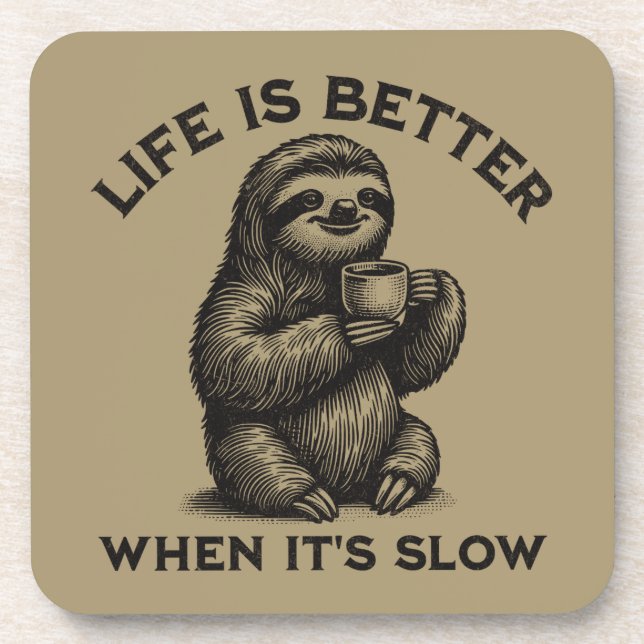 Das Leben ist besser, wenn es langsam Friedlich ru Getränkeuntersetzer (Vorderseite)