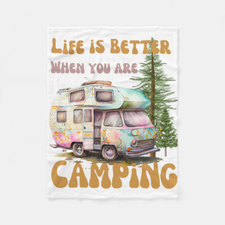 Das Leben ist besser, wenn man Camping ist Fleecedecke