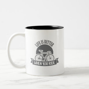 Das Leben ist besser, wenn man fährt - Fahrrad Zweifarbige Tasse