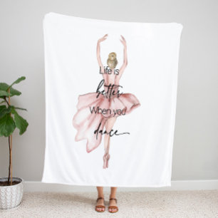 Das Leben ist besser, wenn man mit rosa Ballerina Fleecedecke