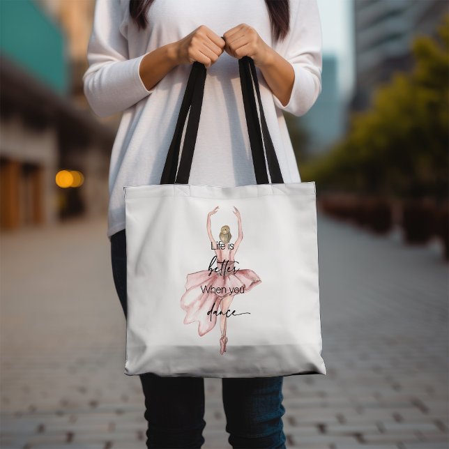 Das Leben ist besser, wenn man mit rosa Ballerina  Tasche (Von Creator hochgeladen)