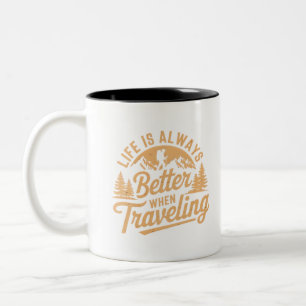 Das Leben ist besser, wenn man reist Zweifarbige Tasse