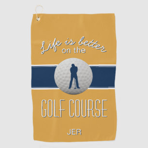 Das Leben ist besser Zitat Golf Mit Monogramm Gelb Golfhandtuch