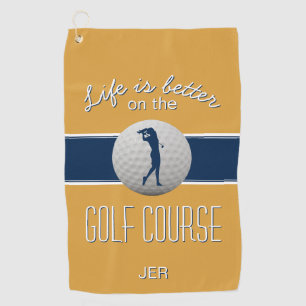 Das Leben ist besser Zitat Golf Mit Monogramm Gelb Golfhandtuch