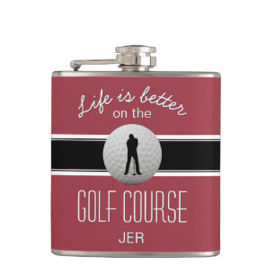 Das Leben ist besser Zitat Golfspiel Monogram Crim Flachmann
