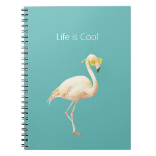 Das Leben ist Cool Gelbe Sonnenbrille Flamingo Notizblock