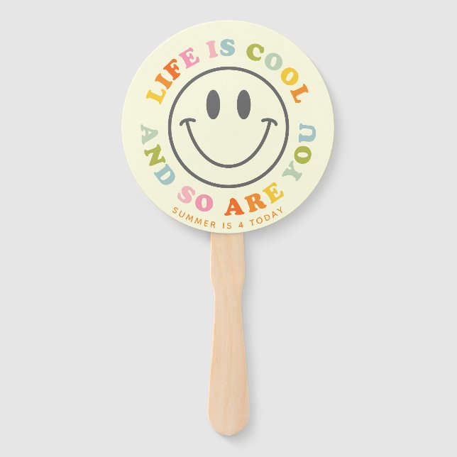 Das Leben ist Cool glücklich lächelnd Gesicht Emoj Fächer (Rückseite)