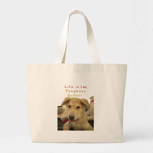 "Das Leben ist die gründlichste Schule" Hundekunst Jumbo Stoffbeutel (Vorne)