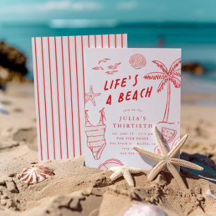 Das Leben ist ein Beach Girls Red 30. Sommer Gebur Einladung