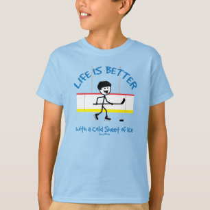 Das Leben ist ein besserer Cartoon Hockey Player T-Shirt