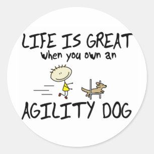 Das Leben ist ein großartiges Agility-Hundebüger Runder Aufkleber