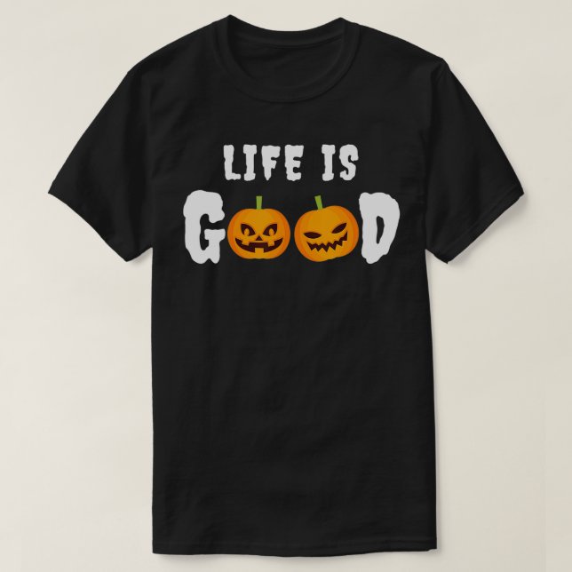 Das Leben ist ein gutes Cooles Kürbis Halloween-Ko T-Shirt (Design vorne)