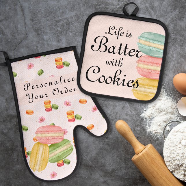 Das Leben ist ein Kampf mit Cookies Wasserfarbe Ma Ofenhandschuh & Topflappen-Set (Von Creator hochgeladen)