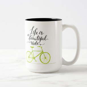 Das Leben ist ein schöne FahrLimones Grün Zweifarbige Tasse