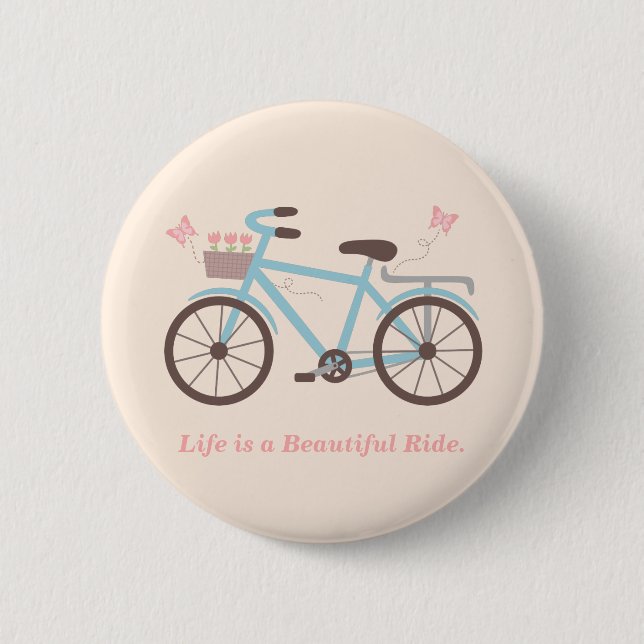 Das Leben ist ein schöner Fahrfahrrad-Zitat-Knopf Button (Vorderseite)