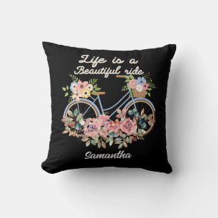 Das Leben ist ein schöner Ride Quotes floraler Mäd Kissen