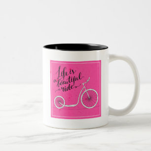 Das Leben ist ein schönes Fahrrosa Zweifarbige Tasse