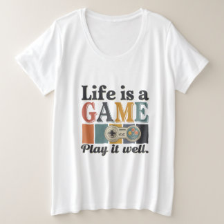 🎮 "Das Leben ist ein Spiel, gut spielen" Retro Ga Große Größe T-Shirt