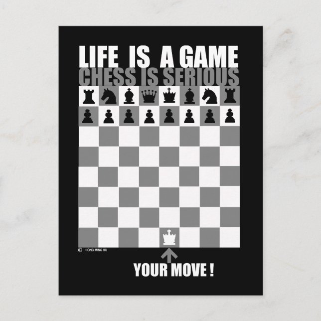 Das Leben ist ein Spiel, Schach ernst Postkarte (Vorderseite)